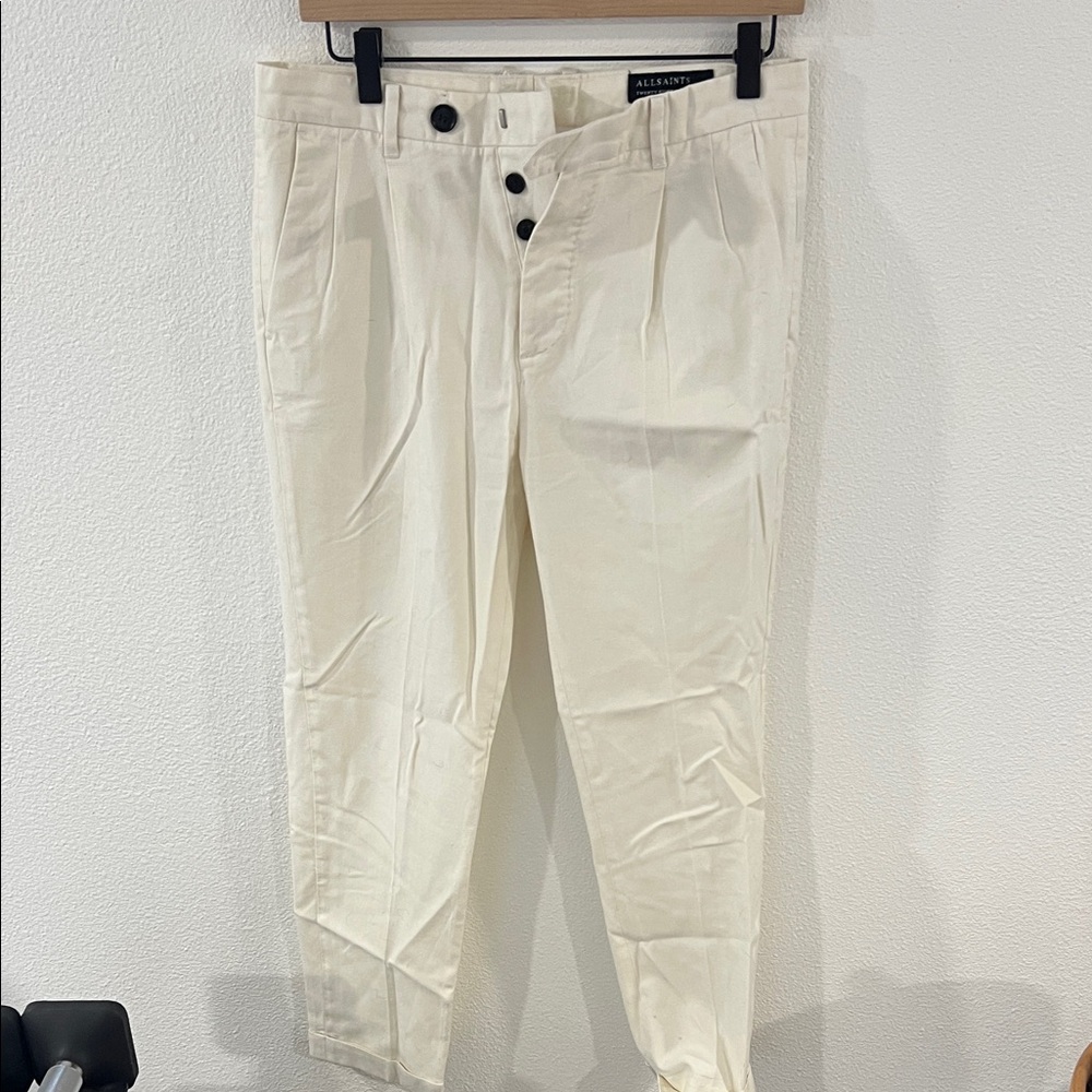 All Saints Cream Men's Dress Pants